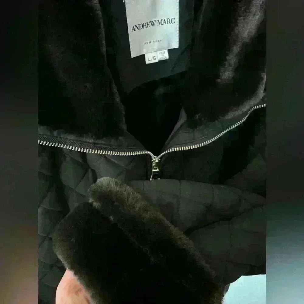 Andrew Marc Quilted Jacket with Faux Fur Collar - Picture 4 of 4